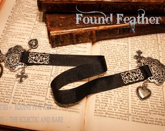 Handmade Ribbon Bookmark with Vintage Pewter Charms