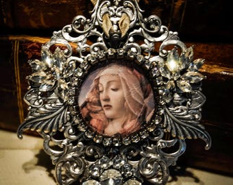 Handmade Renaissance Silver Magnet or Ornament