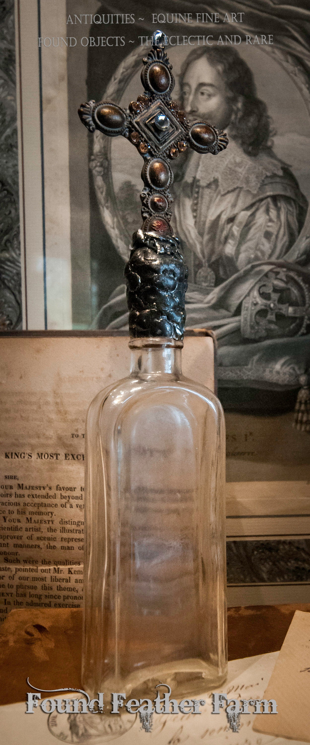 Handmade Antique Glass Cross Bottle ~ Unearthed Artifact Series