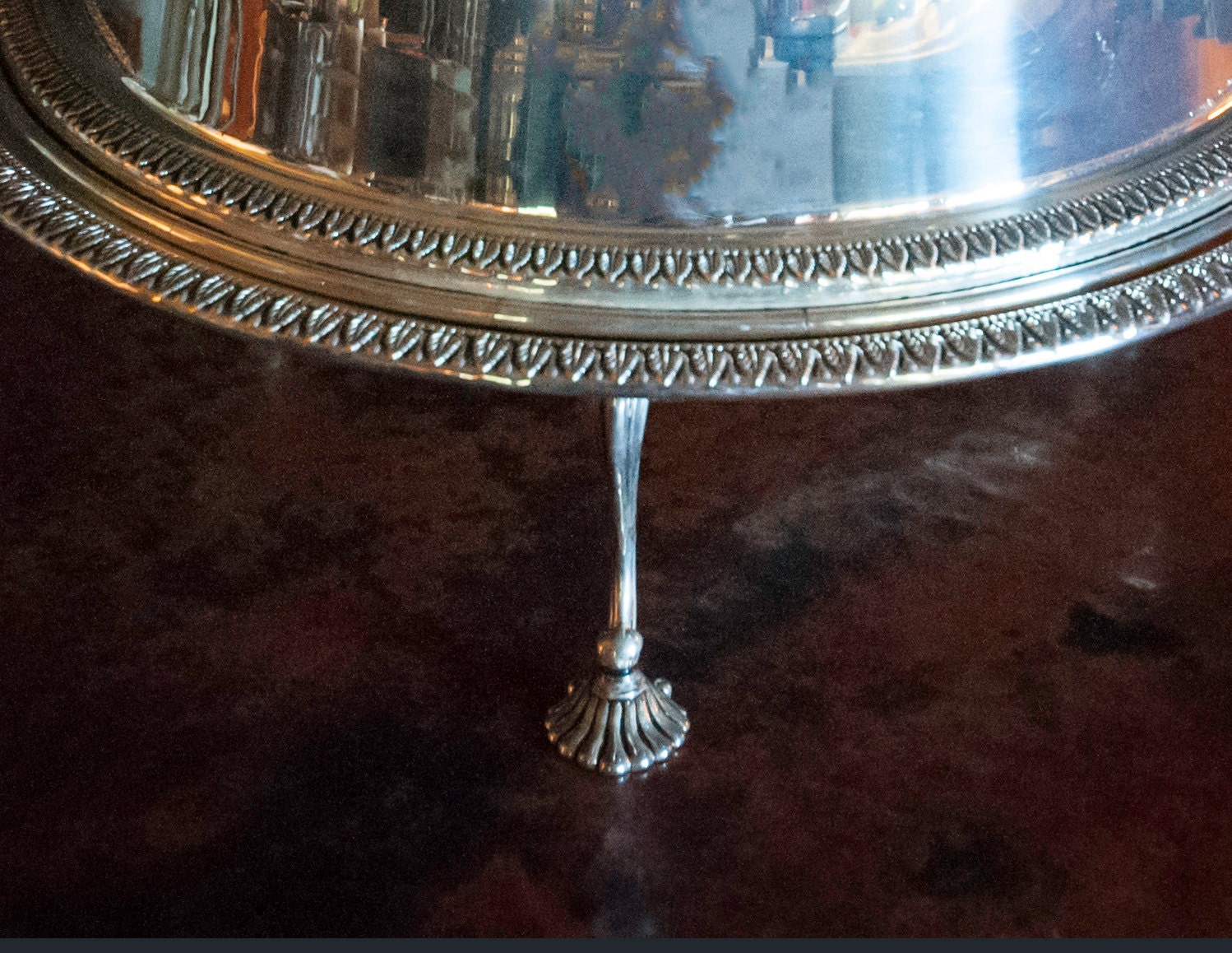 Sterling Silver Plate Serving Platter with Domed Cover with Stand