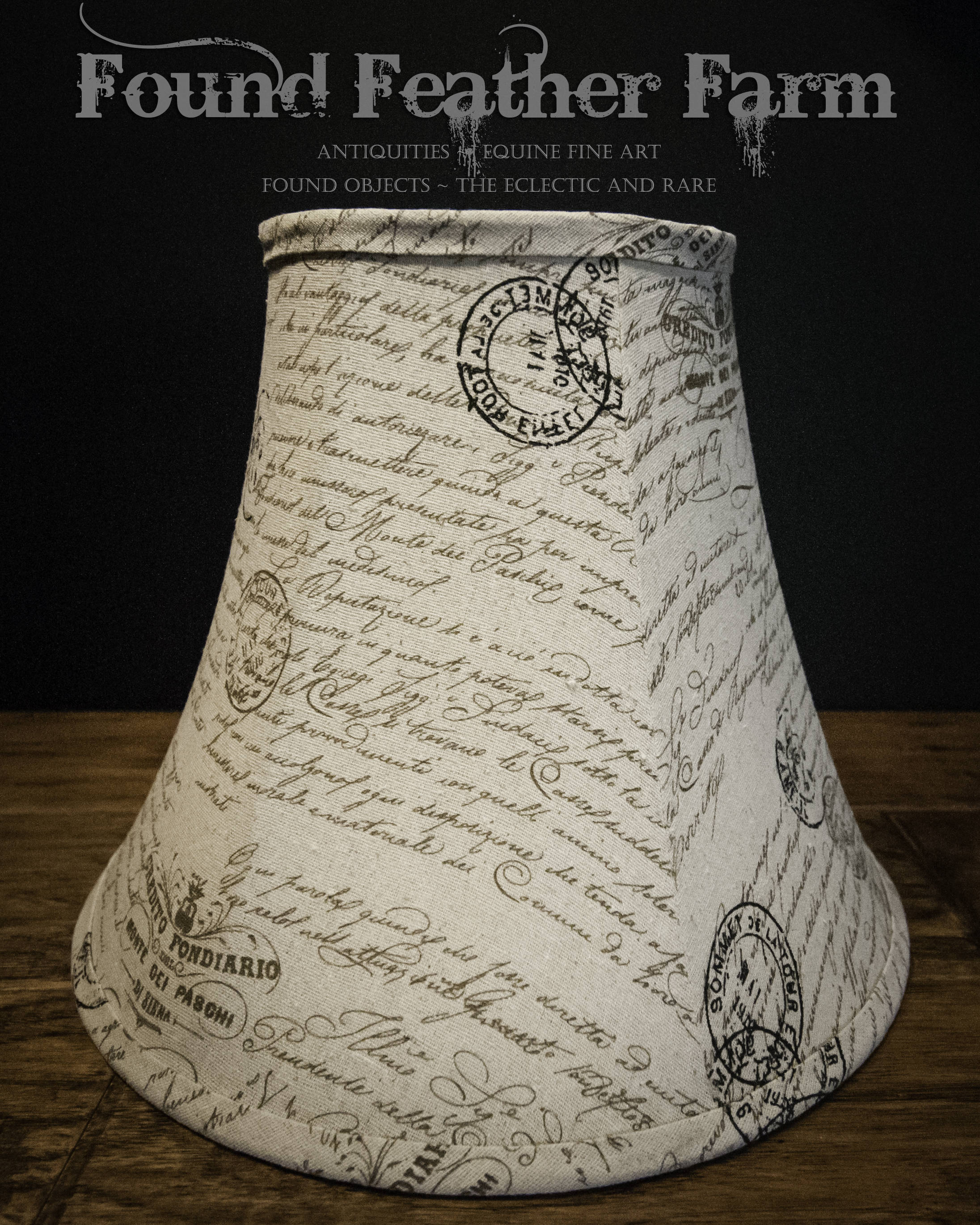 Handmade Linen Lamp Shade with French Ephemera