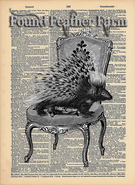 Vintage Antique Dictionary Page with Antique Print "Take a Seat"