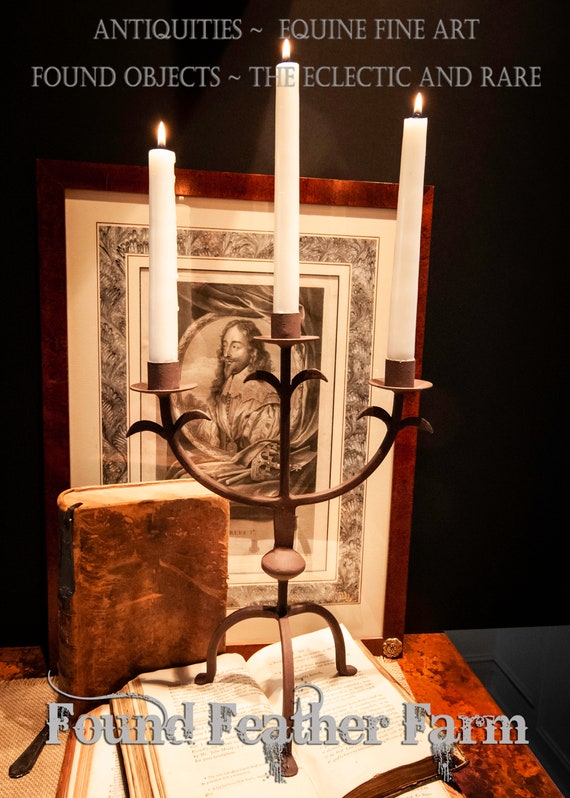 A Vintage Reproduction Iron Candleholder for Three Candles