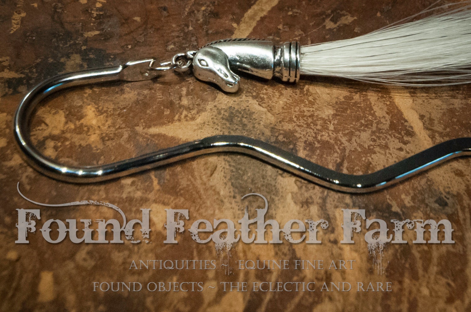 Handmade Horsehair Tassel Bookmark withPewter Horse Head End Cap