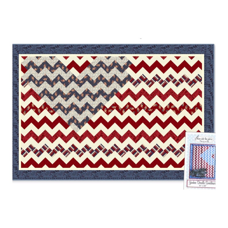 binding Quilt size 58 x 81 includes pattern Quilt Kit -Yankee Doodle Sweetheart by Dan DiPaolo Patriotic fabric for top