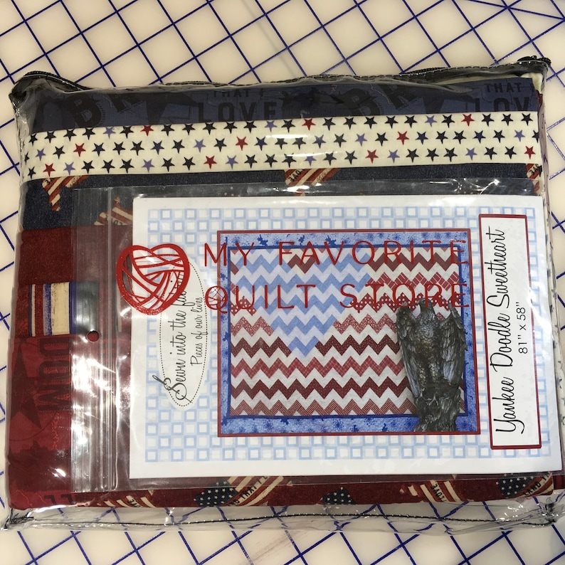 binding Quilt size 58 x 81 includes pattern Quilt Kit -Yankee Doodle Sweetheart by Dan DiPaolo Patriotic fabric for top
