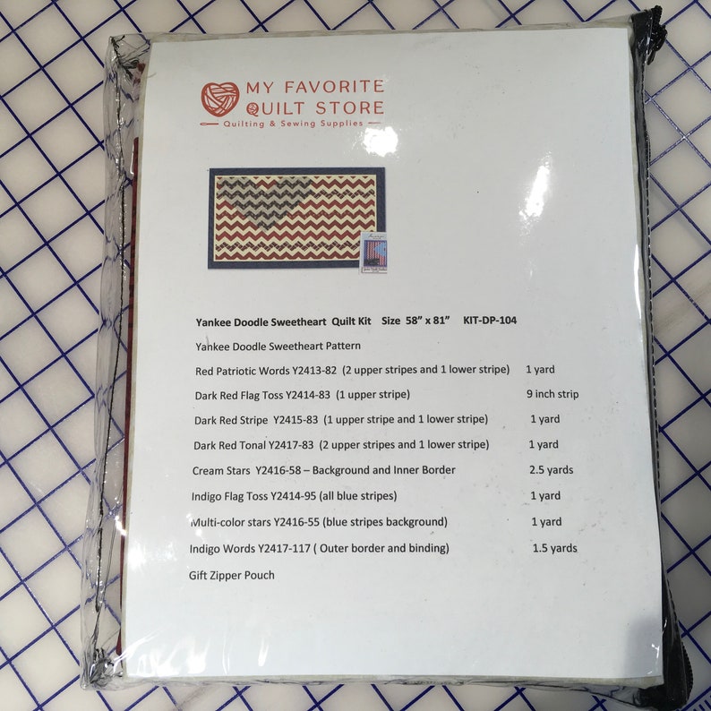 binding Quilt size 58 x 81 includes pattern Quilt Kit -Yankee Doodle Sweetheart by Dan DiPaolo Patriotic fabric for top