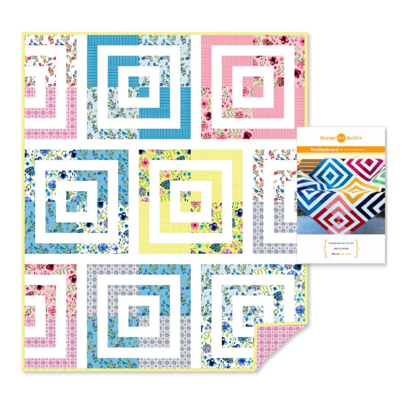 Clothworks Quilt Kit-Marguerite Motherboard includes fabric for quilt top and binding-size 54 x 64 strip friendly quilt