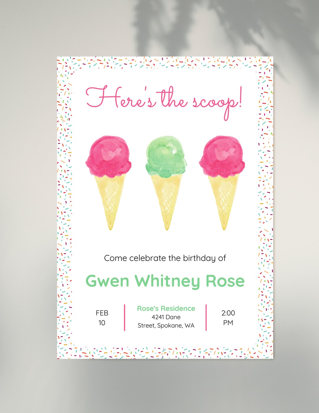 Icecream Birthday Invite Birthday Invitation Icecream Birthday Cute