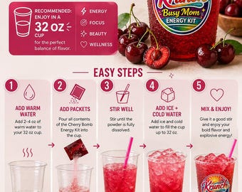 Energy Drink Kit on the Go / Loaded Tea Mix / Daily Energy Boost / Herbal Drink / Daily Energy Boost / 32 oz Wellness Drink / Drink Mix