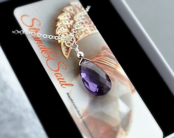Alexandrite Teardrop Necklace - Alexandrite Silver Teardrop - June Birthstone - Alexandrite colour change pendant