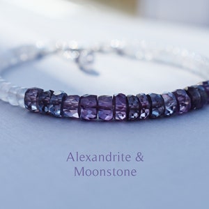 Moonstone and Alexandrite Bracelet Silver Alexandrite Bracelet Alexandrite and Moonstone Bracelet in Silver June Birthstone image 4