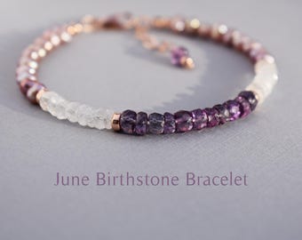 Alexandrite Pearl & Moonstone Bracelet - June Birthstone Bracelet - Alexandrite Bracelet - June Birthday Bracelet - June Bracelet