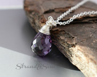 Small Alexandrite Silver Necklace - Sterling Silver Alexandrite Pendant - June Birthstone - Alexandrite Silver Necklace