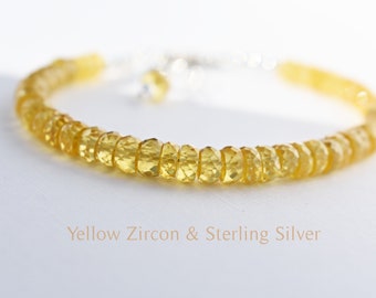 Yellow Zircon Bracelet - December Birthstone - December Birthday - Yellow Sapphire - Zircon & Silver - Modern December Birthstone