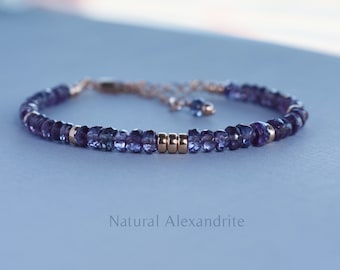 Alexandrite Bracelet - Natural Alexandrite Bracelet - Genuine Alexandrite - Rose Gold Alexandrite - Gift For Her - June Birthstone