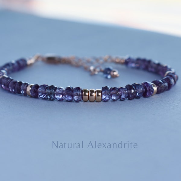 Alexandrite Bracelet - Natural Alexandrite Bracelet - Genuine Alexandrite - Rose Gold Alexandrite - Gift For Her - June Birthstone