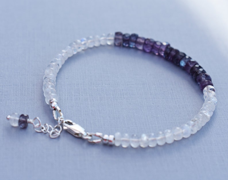 Moonstone and Alexandrite Bracelet Silver Alexandrite Bracelet Alexandrite and Moonstone Bracelet in Silver June Birthstone image 6