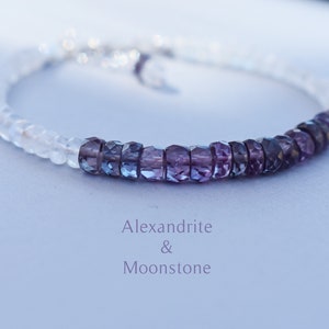 Moonstone and Alexandrite Bracelet Silver Alexandrite Bracelet Alexandrite and Moonstone Bracelet in Silver June Birthstone image 1