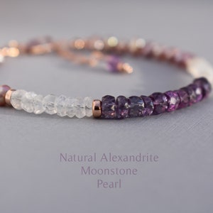 Alexandrit Perle & Mondstein Armband - Juni Geburtsstein Armband - Alexandrit Armband - Juni Geburtstag Armband - Juni Armband