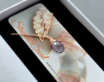 Small Alexandrite Teardrop Pendant - Alexandrite Created Necklace - June Birthstone - Alexandrite Drop Pendant - Alexandrite Tiny Necklace