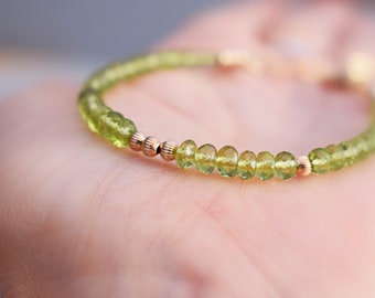 Peridot Bracelet - Natural Peridot Bracelet - Gold Peridot Bracelet - August Birthday Bracelet - August Birthstone - August Birthday