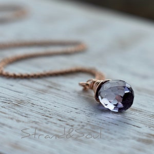 Small Alexandrite Teardrop Pendant - Alexandrite Created Necklace - June Birthstone - Alexandrite Drop Pendant - Alexandrite Tiny Necklace