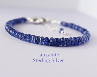 Tanzanite Bracelet Silver - December Birthstone Bracelet - Tanzanite Silver Bracelet - December Birthday Bracelet - Anniversary Bracelet