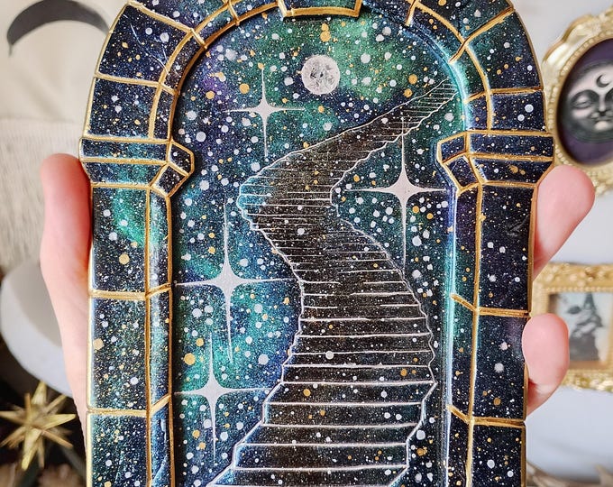 Handmade Clay Celestial Portal – Cosmic Stairway, Space Art