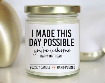 Birthday Gift Candle from Mom/Dad: Soy Wax, Phthalate-Free
