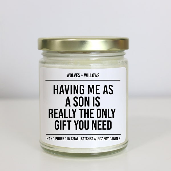 Funny gift for Mom, Scented Soy Candle, Christmas Gift, Gift for Mom, Xmas Candle, Sarcastic Mom Gift from Son, Having Me As A Son