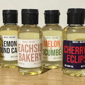 2oz Travel Size Scented Dry Body Oil: Natural Skin Moisturizer, Spa Gift