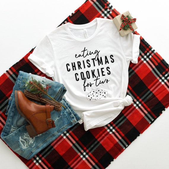 Christmas Pregnancy Announcement Shirt Cookies for Two