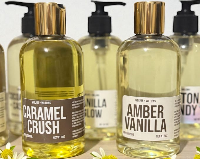 8oz Scented Dry Body Oil: Natural Skin Moisturizer, Spa Gift
