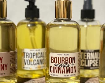 8oz Masculine Scented Dry Body Oil: Natural Skin Moisturizer, Spa Gift