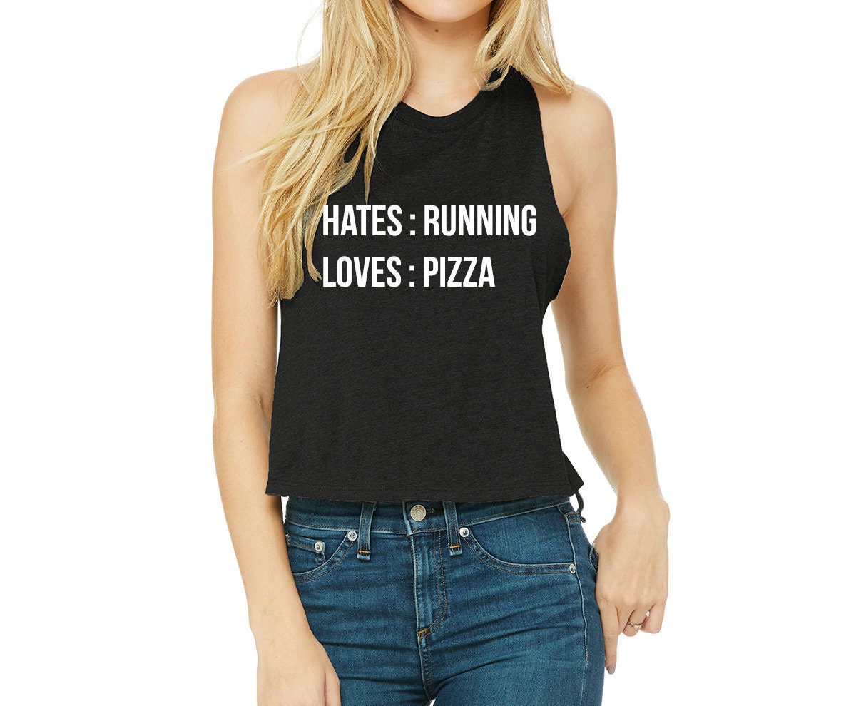 Hates Running Loves Pizza Cropped Muscle Tank for Women | Etsy
