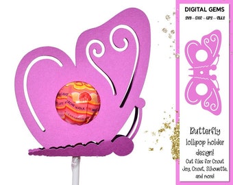 Butterfly lollipop / Sucker holder design svg / dxf / eps files. Digital download. For Cricut, Silhouette, Scan n cut etc.