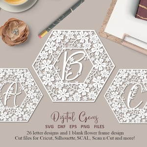 Bundle di design per il taglio della carta dell'alfabeto in formato svg / dxf / eps / png e modelli di stampa in formato pdf per il taglio a mano. Download digitale.