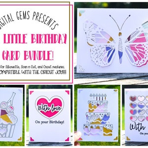 Paquete de tarjetas de cumpleaños. Archivos svg/dxf/eps. Descarga digital. Compatible con Silhouette, Cricut, Cricut Joy, SCAL y Scan n Cut.
