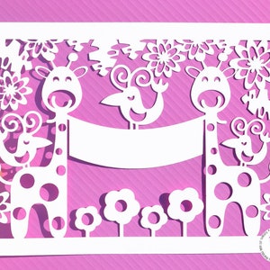 Giraffe paper cut svg / dxf / eps / files and pdf / png printable templates for hand cutting. Digital download. Commercial use ok.