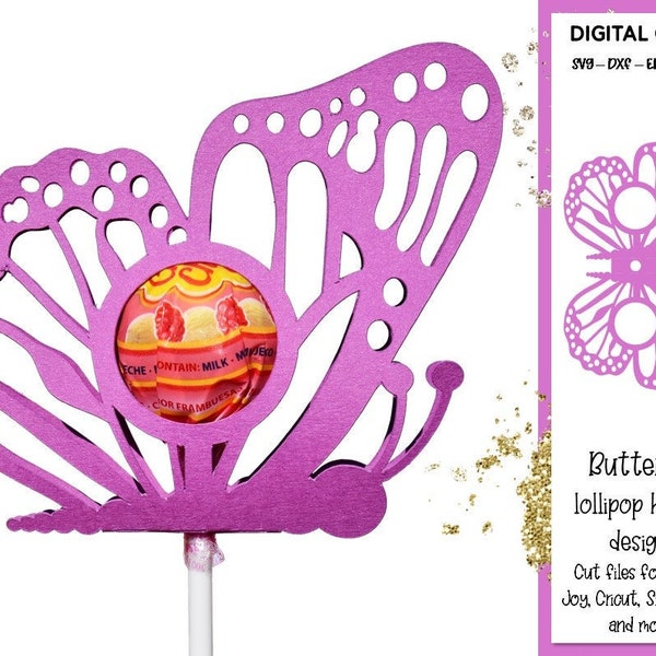 Butterfly lollipop / Sucker holder design svg / dxf / eps files. Digital download. For Cricut, Silhouette, Scan n cut etc.