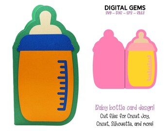 Baby bottle card design svg / dxf / eps files. Digital download. Works with Silhouette, Cricut, and more!