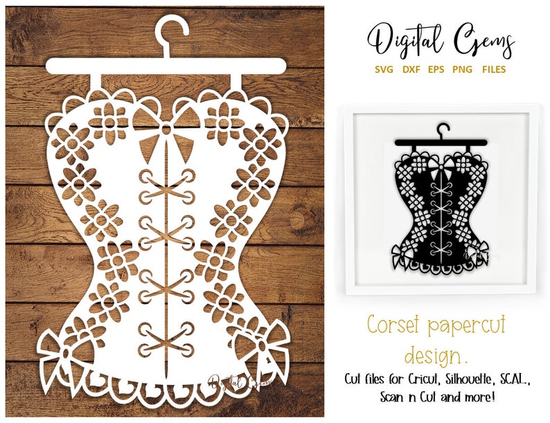 Download Corset Burlesque paper cut design. svg / dxf / eps / png | Etsy