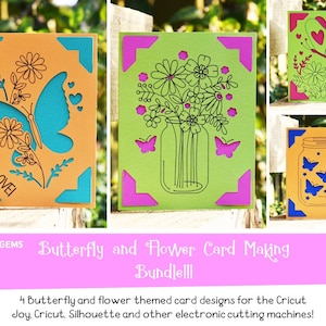Pakiet kart Butterfly and Flower! Najlepiej sprzedające się pliki svg. Pobieranie cyfrowe. Zgodne z Cricut Joy, Cricut Explore, Maker i innymi!