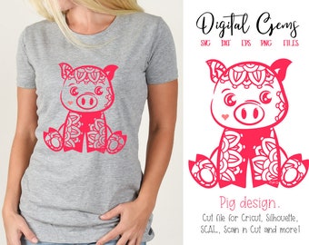 Pig svg / dxf / eps / png files. Digital download. Works with Cricut, Silhouette, Scan n Cut, SCAL and more!