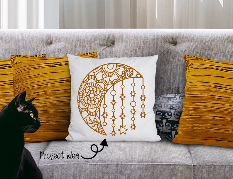 Download Moon and stars mandala design svg / dxf / eps / png files ...