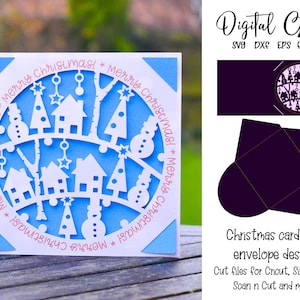 Diseño de tarjeta navideña. Archivos svg/dxf/eps. Descarga digital. Compatible con Silhouette, Cricut y Scan n Cut.