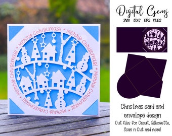 Weihnachtskarten gestalten. svg/dxf/eps-Dateien. Digitaler Download. Kompatibel mit Silhouette, Cricut, & Scan n Cut.