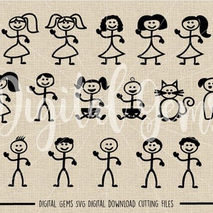 Stick People Svg / Dxf / Eps / Png Files. Digital Download. Compatible ...