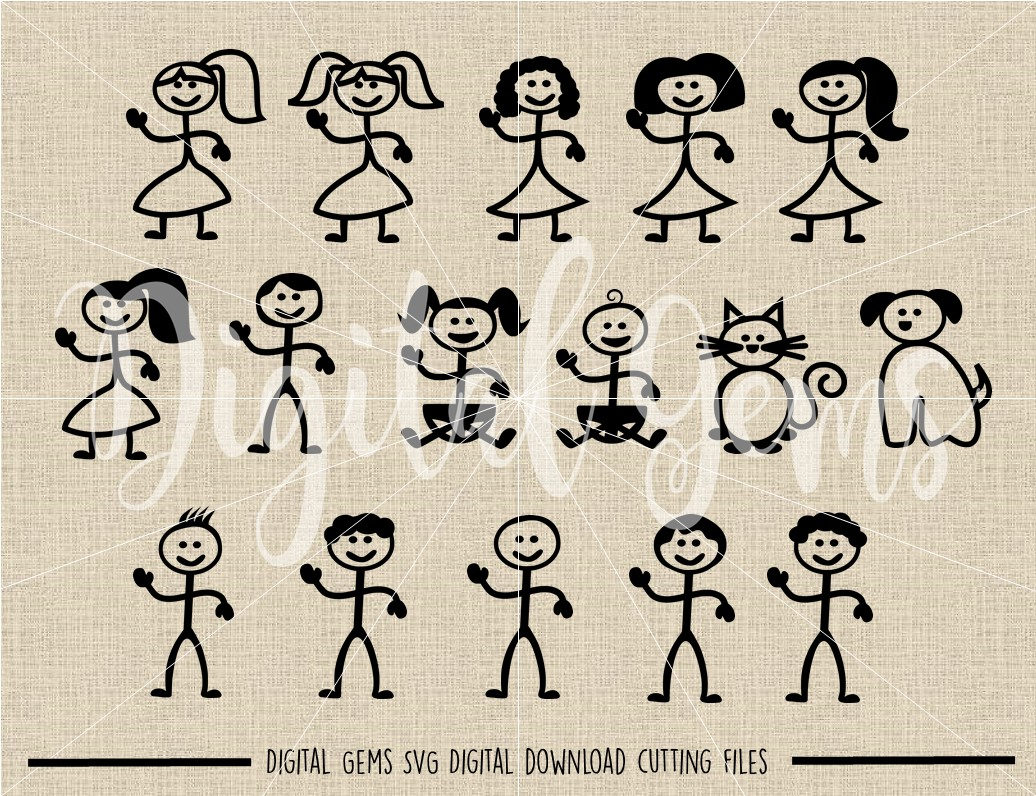 Stick People Svg / Dxf / Eps / Png Files. Digital Download. Compatible ...